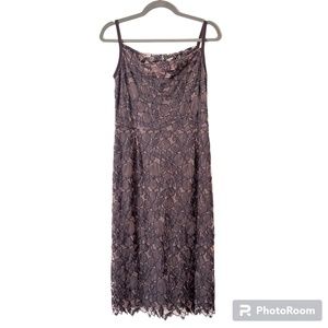 Lida Baday Dress Womens Sz 8* Lace Overlay Draped Neckline Evening Cocktail